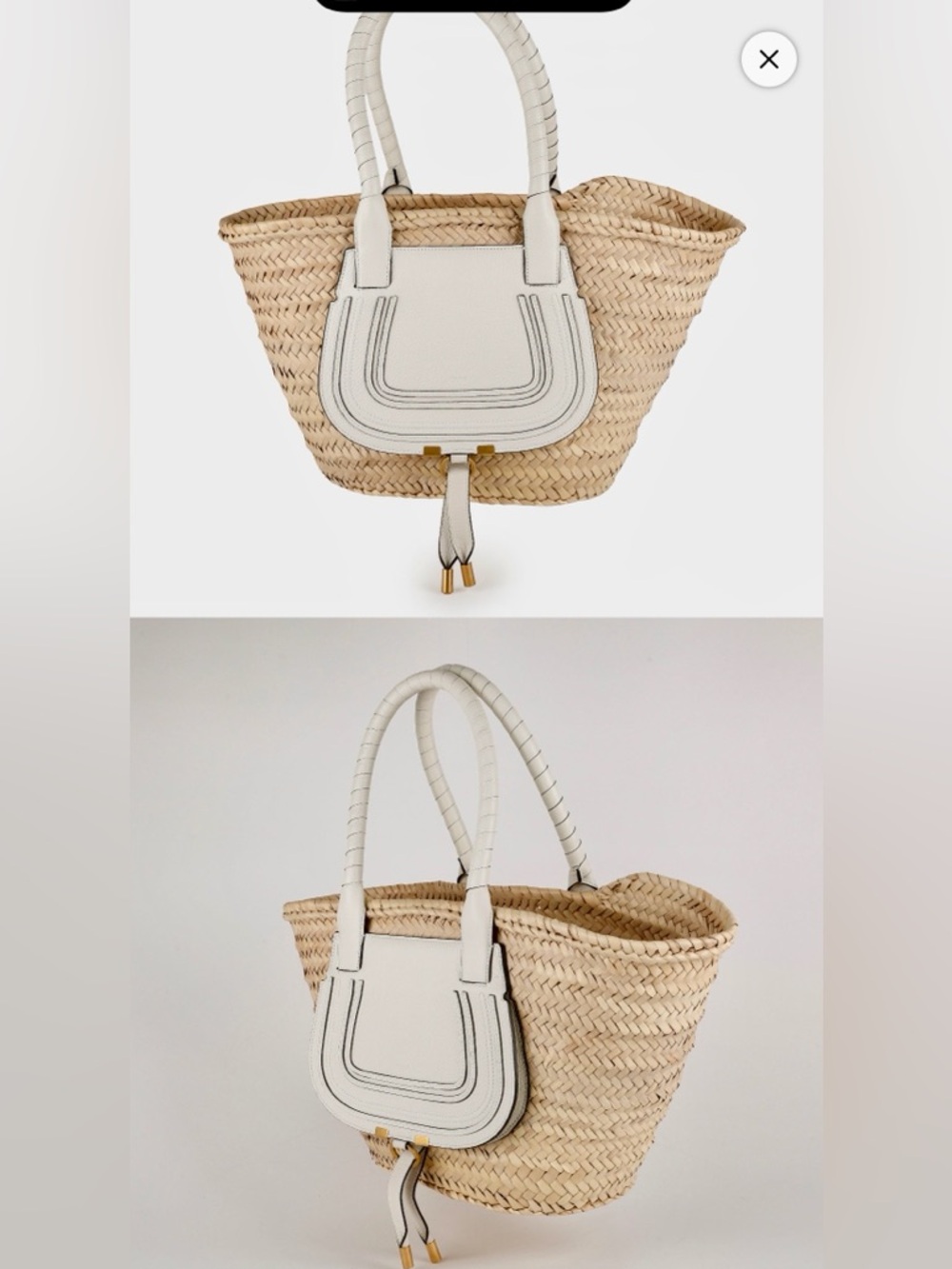Chloe Medium Marcie Raffia leather white tote